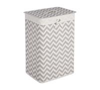 Premier Housewares Kankyo White and Grey Chevron Laundry Hamper