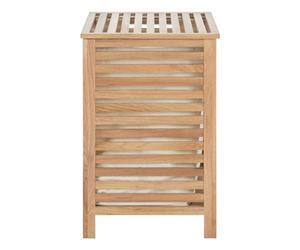 Premier Housewares Keep Your Laundry Organized And Stylish Sturdy Long-lasting Durability Walnut Wood Laundry Hamper with Rustic Slatted Design Natural Finish 45x65x45