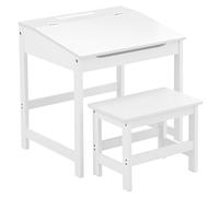 Premier Housewares white Childrens Table And Chair Set Hinge Lid Childrens Desk And Chair Set MDF Kids Desk And Chair Set Childs Desk