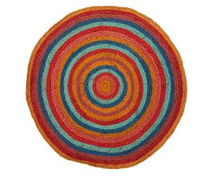 Premier Housewares Kids Multicolour Rug, Cotton, Textile Bedroom Rug, Handwoven, Lion Shape, Childrens Rug, Gold and White Rug, W100 x D100 x H1cm, Weight 1.4