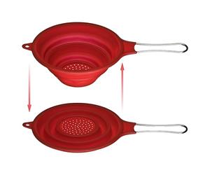 Premier Housewares Kitchen Sink Strainer Red Over Sink Drainer Collapsible Sink Strainer Basket Rice Strainer Silicone Large Sieve Sink 26x5x11cm