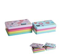 Premier Housewares Kitchen Storage Tin, Rectangular, Multi-Colour, Set of 2 - Fun Times, 13 x 20 x 7 cm