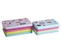 Premier Housewares Kitchen Storage Tin, Rectangular, Multi-Colour, Set of 2 - Fun Times