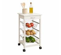 White Kitchen Trolley with 3 Wire Storage baskets