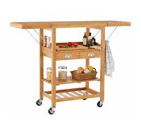 Premier Housewares Kitchen Trolley, Wood, Natural, 40 x 125 x 90 cm