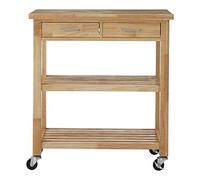 Premier Housewares Kitchen Trolleys With Wheels Heave Wood Drinks Trolley Portable Kitchen Trolley with Worktop and Storage 87 x 80 x 40 cm