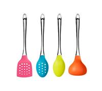 Premier Housewares Kitchen Utensil Set Kitchen Tools Set Cooking Utensils Set 4-Pieces Kitchen Accessories Multi-Coloured Silicone Utensils Set