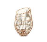Premier Housewares Lantern Natural Rattan Decorative Lantern Sustainably Sourced Cylindrical Glass Insert Boho Decor Lamp Lantern 39cm x 60cm x 39cm