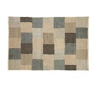 Premier Housewares Large Box Design Rug, Cotton, Wool Bedroom Rug, Handcrafted, Aesthetic Hemmed Finish, Childrens Rug, Muted Color Palette, W240 x D150 x H1cm, Weight 9.9.