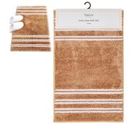 Premier Housewares Large Camel Bath Mat | Non-Slip, Modern Stripe Design