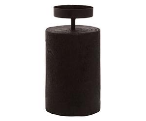 Premier Housewares/Large Candle Holder/Wooden Tea Light Candle Holders/Black Tealight Holders/Modern Wooden Candle Holder/Minimalist Candlestick Holders / W8 x D8 x H16cm