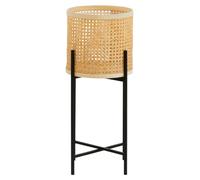 Premier Housewares Large Planter Natural Rattan with Black Sleek Metal Base for Organic Elegance Natural Living Warmth And Texture Bringing A Touch Of Nature Indoors 29x64x29
