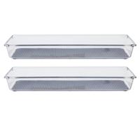 Premier Housewares Large Set Of Two Kitchen Organisers With Rubber Insert - Clear Plastic Kitchen Storage Organizers Lid Organizer 6 x 40 x 15