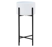 Premier Housewares Large White And Black Floor Standing Planter Contemporary Indoor Extra Large Plant Post With Sleek Iron Frame Garden Planters 80cm x 55cm x 28 cm