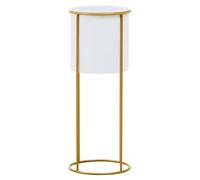 Premier Housewares Large White And Gold Floor Standing Planter Modern Free Standing Extra Large Plant Pots with Luxe Gold Frame Planters For Outdoors Garden Pots, 23cm x 60cm x 23cm