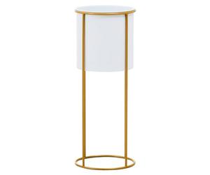Premier Housewares Large White And Gold Floor Standing Planter Modern Free Standing Extra Large Plant Pots with Luxe Gold Frame Planters For Outdoors Garden Pots, 23cm x 60cm x 23cm
