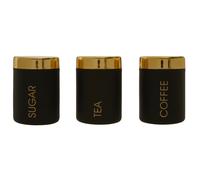 Premier housewares Liberty Set of 3 Black / Gold Canisters