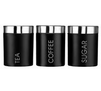 Premier Housewares Liberty Tea, Coffee and Sugar Canisters - Set of 3, Black