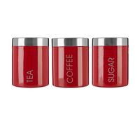 Premier Housewares Liberty Tea, Coffee and Sugar Canisters - Set of 3, Red