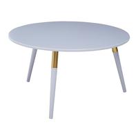 Premier Housewares Light Grey Round Coffee Table For Living Room/Bedroom Light Grey Oak Ven/Gold Trim Contemporary Style Tables For Living Room/Dressing Rooms w80 x d80 x h43cm