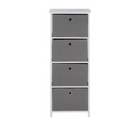 Premier Housewares Lindo 4 Grey Fabric Drawers Cabinet