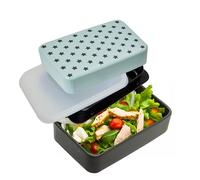 Premier Housewares Stylish and Stackable Kids School, Light Blue and Black, Lightweight Lunch Box for Travel
