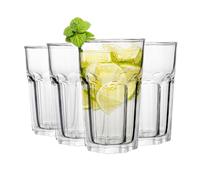 Premier Housewares Luxor Drinking Glasses Set of 4 | Tumbler Water Glass Cups for Everyday Use | Solid Tall Pint Glasses for Highball | BBQ, Juice,