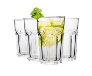 Premier Housewares Luxor Drinking Glasses Set of 4 | Tumbler Water Glass Cups for Everyday Use | Solid Tall Pint Glasses for Highball | BBQ, Juice,