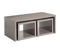 Premier Housewares Madrid Coffee Table with 2 Under Tables, Wood, Dark Grey, Set of 3