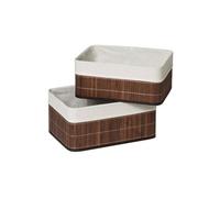 Premier Housewares Kankyo Bamboo Storage Boxes, Dark Brown, Set of 2