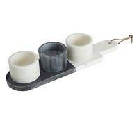 Premier Housewares Marble Serving Tray with Cups Set, White/Grey, 3 Piece Set,1001193