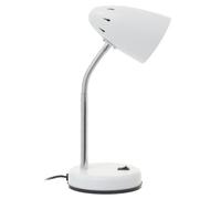 Premier Housewares Matte White Desk Lamp| Adjustable Gooseneck Bedroom Lamp|Large Table Lamps for Living Room|Bedside Table Lamp for Reading & Writing|Lamps for Bedroom