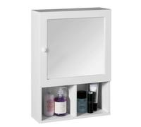 Premier Housewares MDF Bathroom Storage Cabinet with Mirror Wall Bathroom Shelf Door and 2 Compartments Bathroom Cabinet Storage White 56h x 40w x 15d
