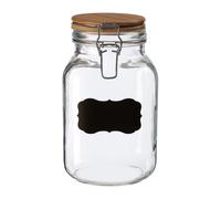 Premier Housewares Medium Glass Storage Jar With Pine Wood Lid Transparent Jars For Kitchen Storage Coffee Tea Sugar Black Chalkboard On Front