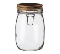 Premier Housewares Medium Glass Storage Jar With Pine Wood Lid Transparent Jars For Kitchen Storage Coffee Tea Sugar