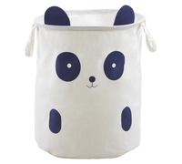 Premier Housewares Mimo Panda Face Laundry Bag - White Cotton with Blue Ears, Carry Handles (1901945)