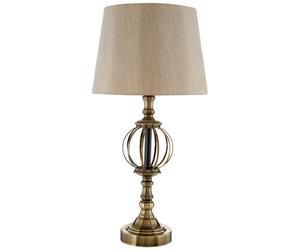 Premier Housewares Minimalist Fabric Table Lamp/ Solid steel Table Lamp/ Round Bedside Lamps for Bedrooms/ w33 x d33 x h63cm.