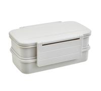 Premier Housewares Minimalist Warm Grey Lunch Box With Cutlery| Durable Multi Compartments Box For Travelling | Portable Lunch Box With Two Compartments For Kids School, Offices