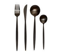 Modern Retro Cutlery Set, Matte Black Stainless Steel, 16 Piece