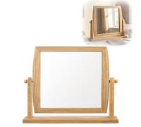 Premier Housewares Modern Wooden Frame Swivel Mirror | Natural Pine Wood Adjustable Angle Dressing Table Mirror | Curved Frame Design Mirror For Contemporary Homes