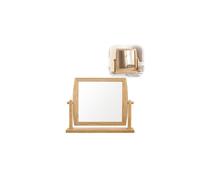 Premier Housewares Modern Wooden Frame Swivel Mirror | Natural Pine Wood Adjustable Angle Dressing Table Mirror | Curved Frame Design Mirror For