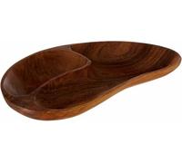 Premier Housewares 2-Section Serving Dish Monkeypod Wooden Tray Tray Table Carved Serving Trays Serving Platters - 3 X 32 X 20 Cm