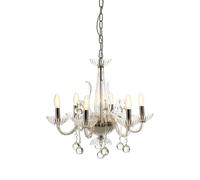 Premier Housewares Murano 6 Bulb Clear Crystal Chandelier