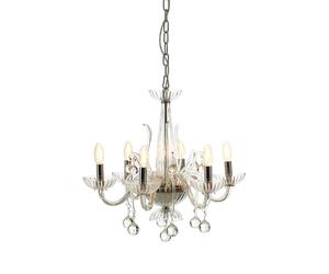 Premier Housewares Murano 6 Bulb Clear Crystal Chandelier