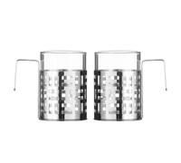 Premier Housewares Cappuccino Cup Large sets of Coffee Mug/Tea Mugs - Set of 2, Chrome Height 9 x width 9 x depth 6 cm
