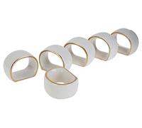 Premier Housewares Napkin Holders Ceramic Napkin Holder With Gold Detail Pack of 6 Napkin Rings For Dinner w5 x d3 x h5cm