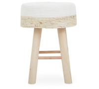 Premier Housewares Natural and White Bar Stools Woven Stool With Angular Wooden Legs Bar Stools With Arms Stylish Home Decor, 35x50x35cm