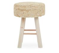 Premier Housewares Natural Corn Rope Stool With Kitchen Stools Angular Wooden Legs Hand-Woven Industrial Bar Stools, Rustic Design, 35x50x35cm