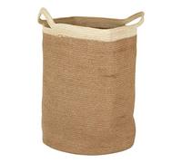 Premier Housewares Natural Finishing Basket Storage Solution For Pantry Round Kitchen Closet Bathroom Jute Basket With Vintage Design 40 x 52 x 40