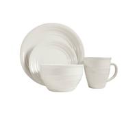 Premier Housewares Natural Ribbed Stoneware Dinner Set, 16 Pieces
